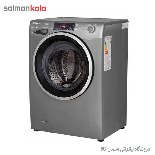 ماشین لباسشویی کندی 8 کیلویی مدل GVS-128 TC3R اینوکس درب اسموکی