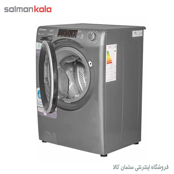 ماشین لباسشویی کندی 8 کیلویی مدل GVS-128 TC3R اینوکس درب اسموکی