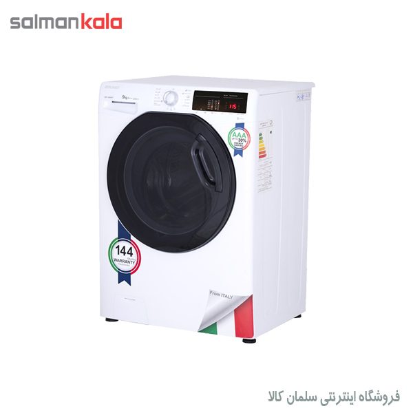 ماشين لباسشويی زيرووات اتومات درب اسموكی 9 كيلو مدل OZ-1393 WT