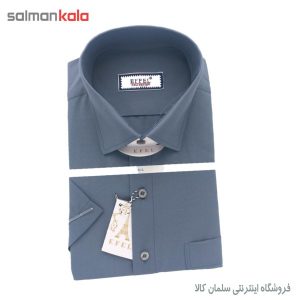 پيراهن-آبي-آستين-كوتاه